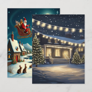 Papel pintado del pueblo de invierno de Navidad en