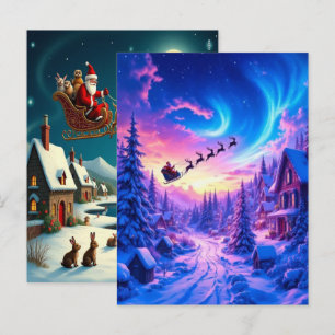 Papel pintado del pueblo de invierno de Navidad en