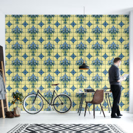 Papel Pintado Delft Tile Blue White