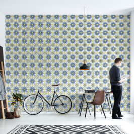 Papel Pintado Delft Tile Blue White