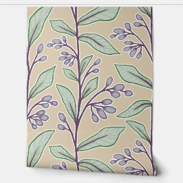 Papel Pintado Delicada Reveridad Botánica L8 Grandes Plantas Púr