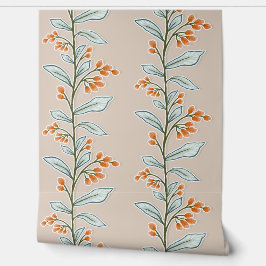 Papel Pintado Delicado Naranja de Planta Grande Reverie Botánico