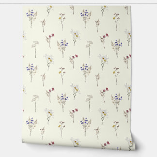 Papel Pintado Delicate Meadow Wildflowers on Ivory White