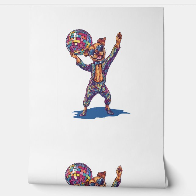 Papel Pintado Delicia de perro disco - Fiesta divertida de los a (Desenrollar)