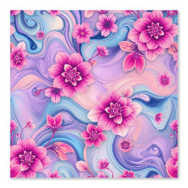 Papel Pintado Delicioso baño floral rosado sobre la acuarela pas