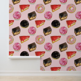 Papel Pintado Delicioso patrón de comida de pasteles sin postre