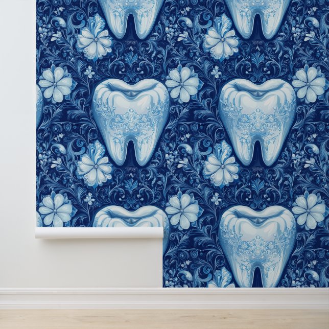 Papel Pintado Dentalidad Ornamental Flowered Tooth Clínica Denta (Solicitud)