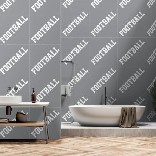Papel Pintado Deporte Inclinado Blanco Texto de FUTBOL en Gris C