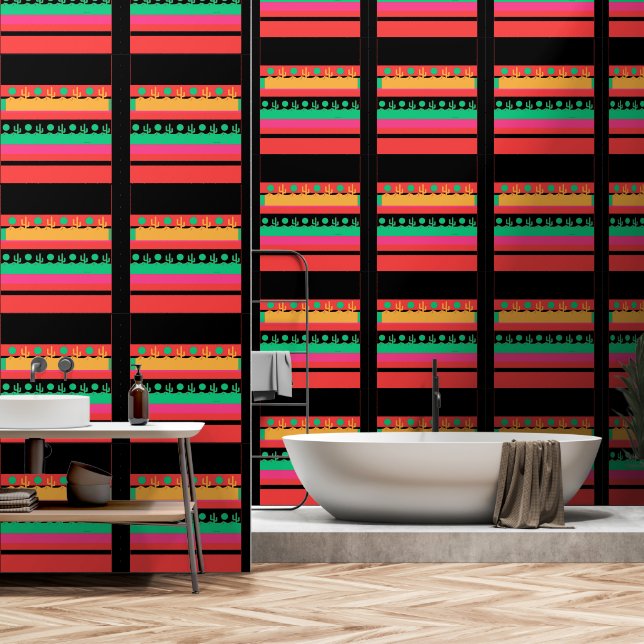 Papel Pintado Desert Cactus Geo Horizontal (Baño)