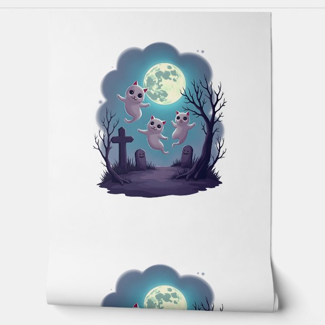 Papel Pintado Desfile de gatos fantasma (Desenrollar)
