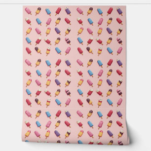 Papel Pintado Desfile de pájaros en Crema de Hielo Rosa III