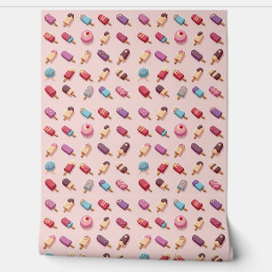 Papel Pintado Desfile de pájaros en Crema de Hielo Rosa IV