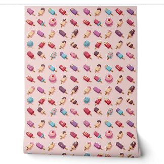 Papel Pintado Desfile de pájaros en Crema de Hielo Rosa IV