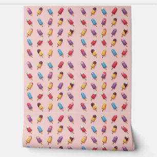 Papel Pintado Desfile de pájaros en helado rosa I
