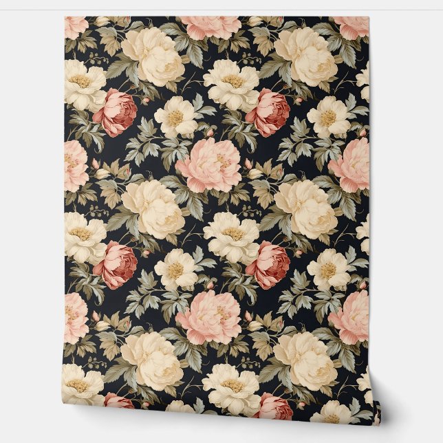 Papel Pintado Desplazamientos con rosas estilo victoriano (Desenrollar)
