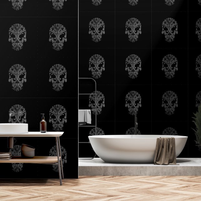 Papel Pintado Día del Gótico de Filigree en el cráneo muerto (Baño)