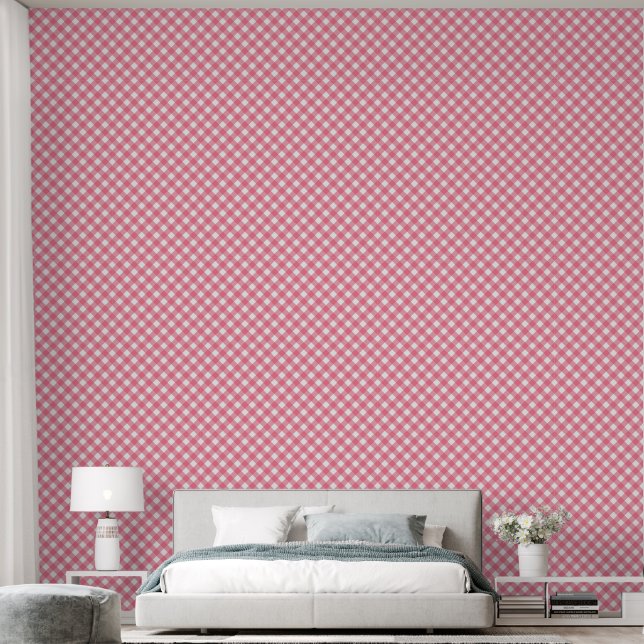 Papel Pintado Diagonal Pink Gingham (Dormitorio)