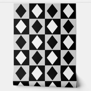 Papel Pintado Diamante Negro Blanco Forma de Rombo