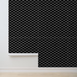 Papel Pintado Diamantes en blanco Art Deco sobre negro<br><div class="desc">Eleva tu interior con este sofisticado papel pintado de palo y piel que presenta un diseño de líneas blancas diagonales inspirado en el arte deco en conjuntos de tres, creando líneas elegantes de formas de diamante o rhombus contra un fondo negro. Este sofisticado patrón añade un toque de clase y...</div>
