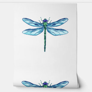 Papel Pintado Dibujo azul verde libélula me encantan las libélul