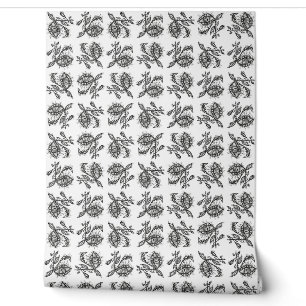 Papel Pintado Dibujo blanco y negro de plantas gigantes