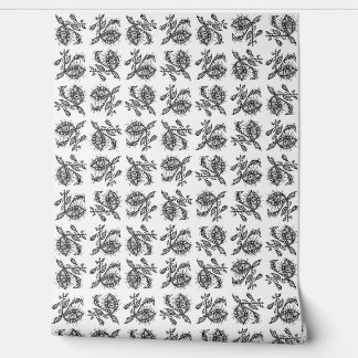 Papel Pintado Dibujo blanco y negro de plantas gigantes