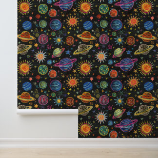 Papel Pintado Dibujo de charlatanes del sistema solar en pizarra