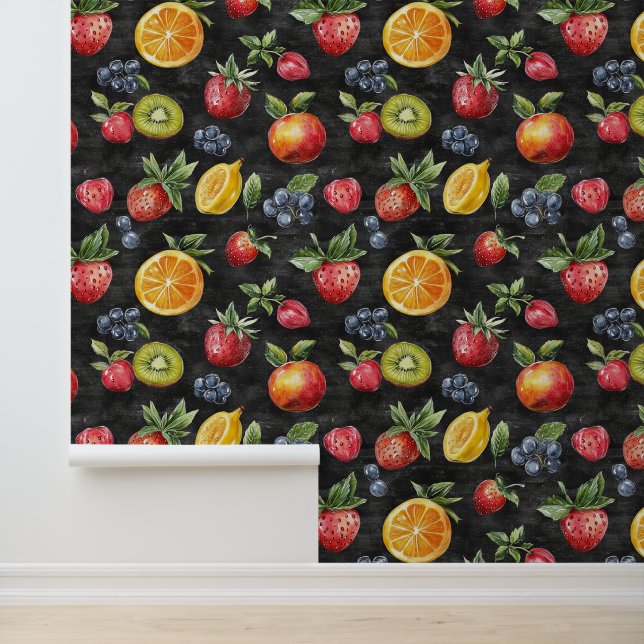 Papel Pintado Dibujo de talla de patrón de fruta de cosecha (Solicitud)