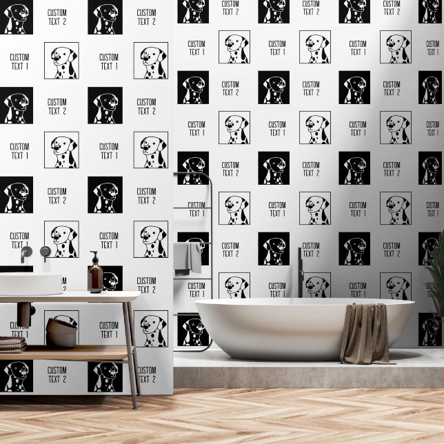 PAPEL PINTADO DIBUJO PERSONALIZADO DE PERROS BLANCOS NEGROS SPOT (Baño)