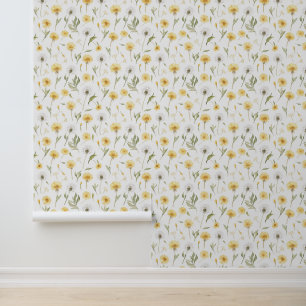 Papel Pintado Dientes de León Flores Blancas Amarillas Haz Un De