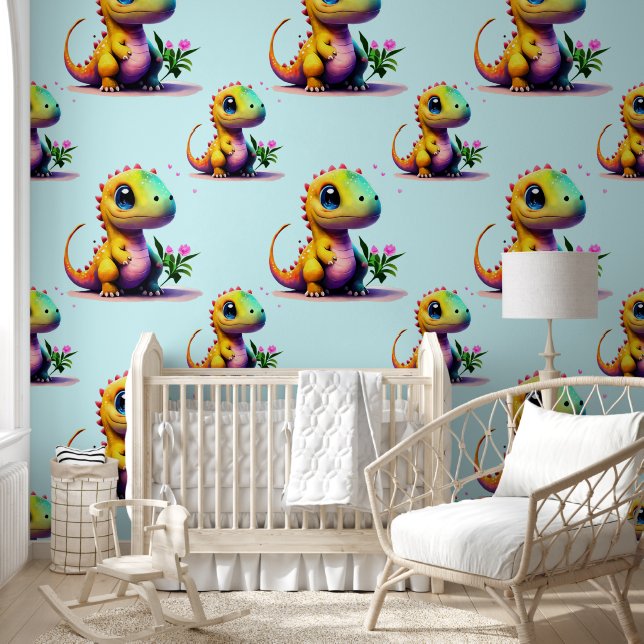 Papel Pintado Dinosaurio de bebé lindo T-Rex (Niños)