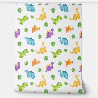 Papel Pintado Dinosaurios acuarelas Niños neutrales Nursera de B