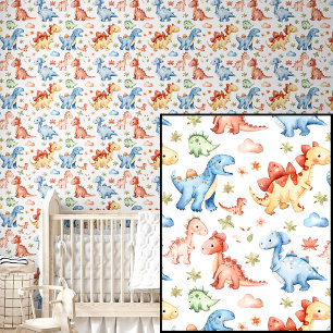 Papel Pintado Dinosaurios Bebés Adorables Acuarela