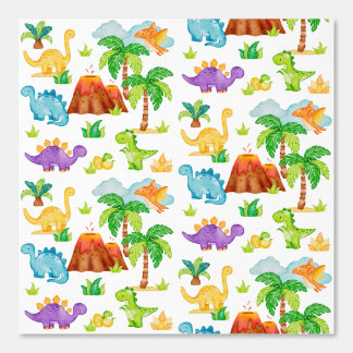 Papel Pintado Dinosaurios Trex Volcán Palmeras Niños