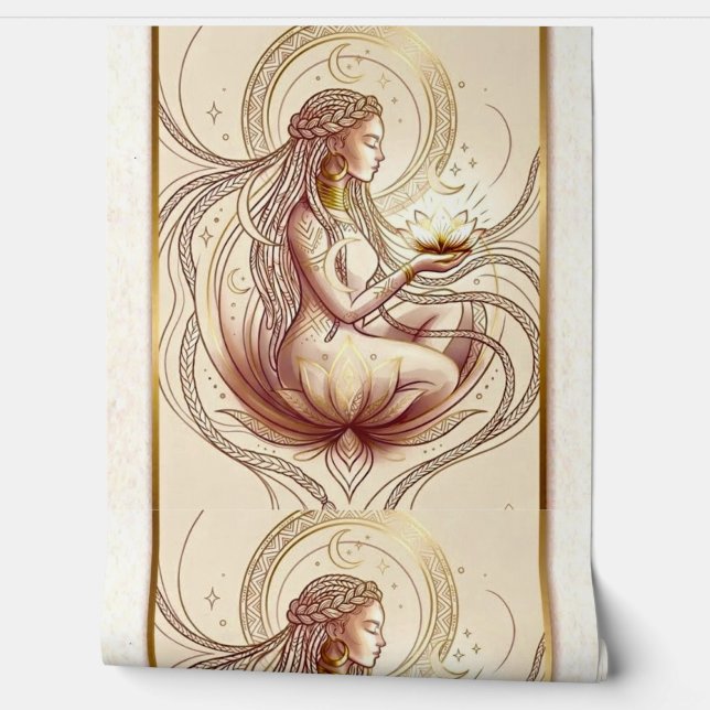 Papel Pintado Diosa del Loto Sagrado Espiritual (Desenrollar)