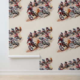 Papel Pintado Dirt Bike Racers Seamless Repeating Pattern