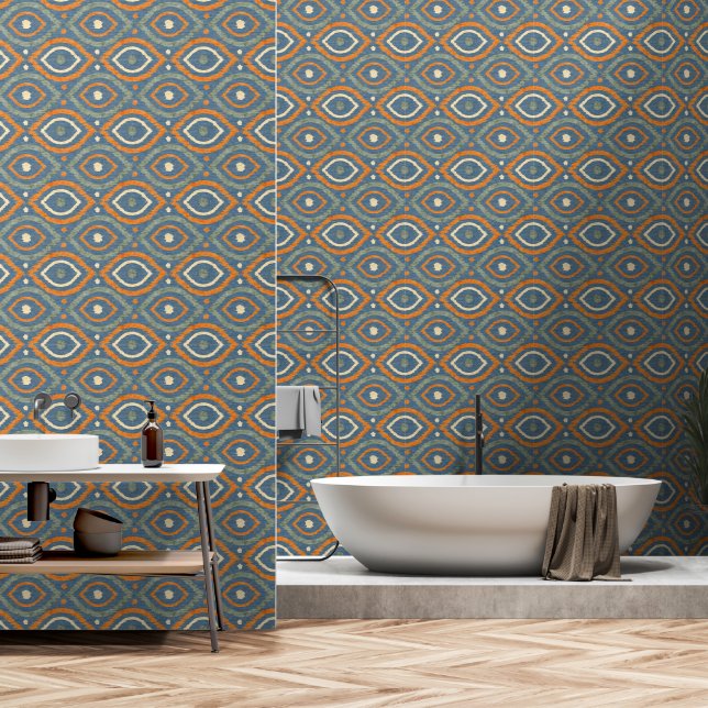Papel Pintado Diseño abstracto retro al estilo navajo de Ikat. (Baño)
