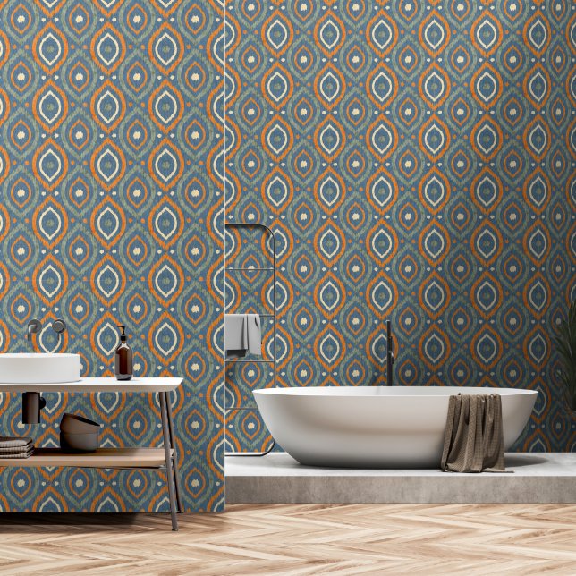 Papel Pintado Diseño abstracto retro al estilo navajo de Ikat. (Baño)
