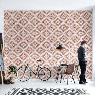 Papel Pintado Diseño abstracto retro en estilo geométrico Ikat.
