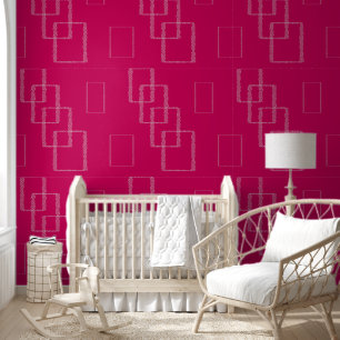 Papel Pintado diseño cuadrado geométrico rosado con especulación