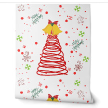 Diseño de árbol de Navidad en espiral y campanas