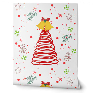 Papel Pintado Diseño de árbol de Navidad en espiral y campanas
