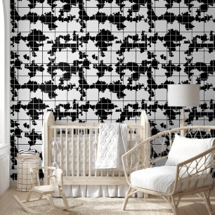 Papel Pintado Diseño de arte abstracto orgánico blanco y negro