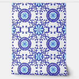 Papel Pintado Diseño de baldosas de Positano Amalfi con acuarela