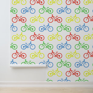 Papel Pintado Diseño de bicicletas de color primario