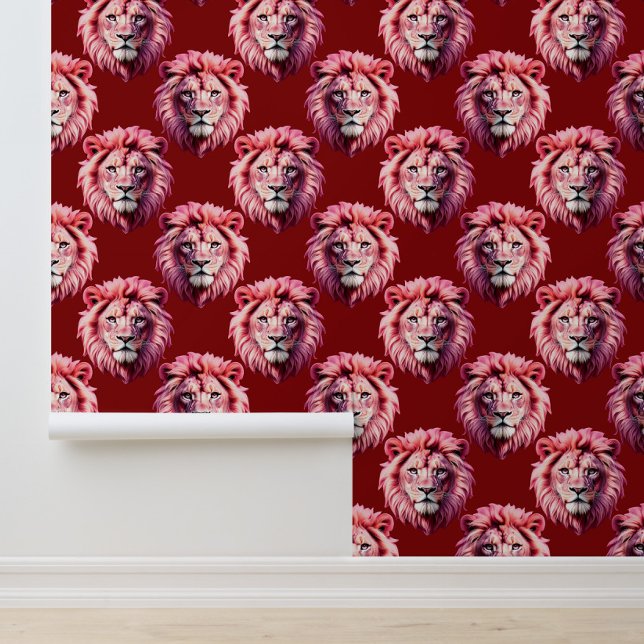 Papel Pintado Diseño de cabeza de león rosa granate (Subido por el creador)