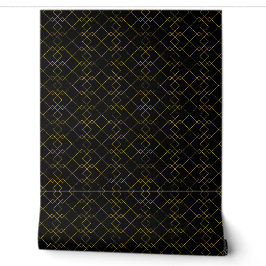 Papel Pintado Diseño de caja geométrica dorada elegante negro