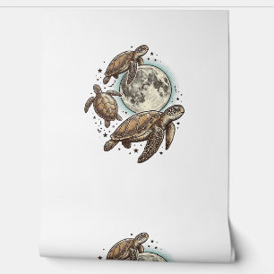 Papel Pintado Diseño de camiseta con grabado de tortuga marina d