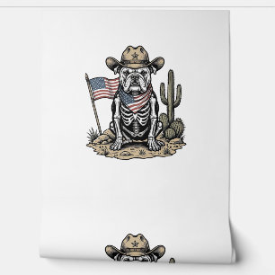 Papel Pintado Diseño de camiseta patriota de perro esqueleto vaq