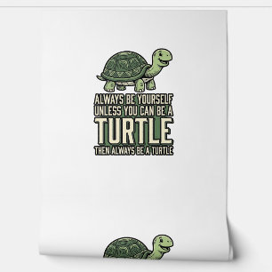 Papel Pintado Diseño de camiseta vintage Tortuga divertida sé tú